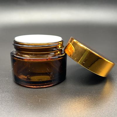 China 5g/10g/20g/30g/50g Cosmetic Amber Brown Glass Cosmetic Jar Face Cream Bottle Skin Care Jar Makeup Vials Containers for sale