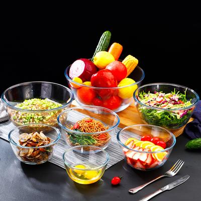 China Shop Sustainable Home Kitchen Plants Transparent Heatproof Glass Salad Bowl Fruit Dessert Storage Bowl for sale