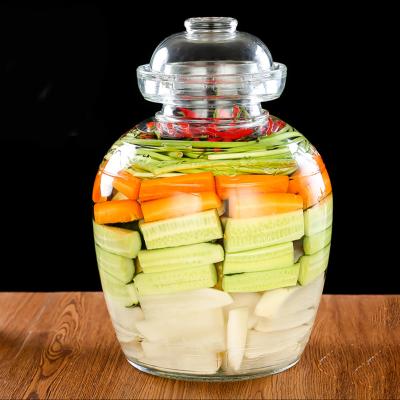 China Freshness Preservation Food Storage Jar Glass Pickle Around Airtight Glass Storage Grains Fruit Clear Lead Free Jar for sale