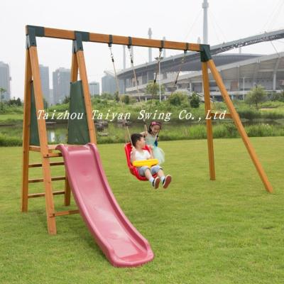 China Outdoor wooden wooden playground swing sets for kids TYS-S02 for sale