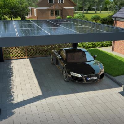 China Commercial Household Parking Lots 2/5/8 8/20/32kw Optional Waterproof PV-Storage-Charging Solar Carport for sale