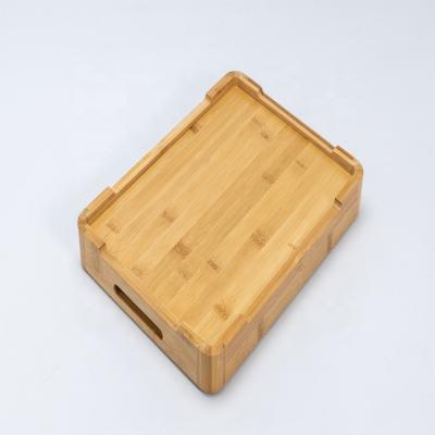 China Eco-Freindly Custom Rectangular Bamboo Tea Serving Tray With Handles for sale