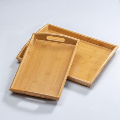 China Eco-Freindly Decorative Wholesale Rectangle Serving Tray Bamboo Platter Dish for sale