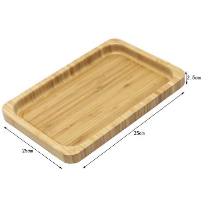 China Eco-Freindly Home Hotel Restaurant Middle-height Bamboo Wooden Decorative Serving Tray for sale