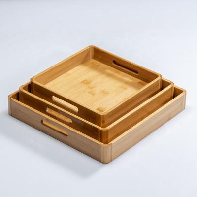 China Eco-Freindly Handmade Bamboo Tray Cheap Decorative Trays Bamboo Tea Dish for sale