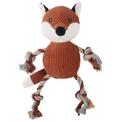 China Viable Hot Amazon Seller Fox Rope Dog Toy Squeaky Plush Toy for sale