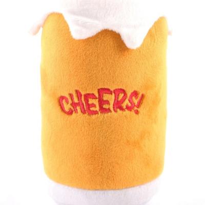 China Viable Beer Mug Stuffed Plush Bottle Dog Puppy Puppy Chew Toy for sale