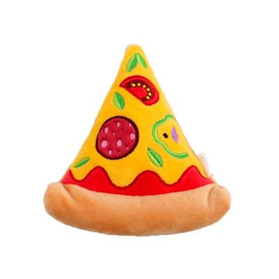 China Sustainable Fast Delivery Pizza Plush Food Dog Squeaky Chew Toy for sale