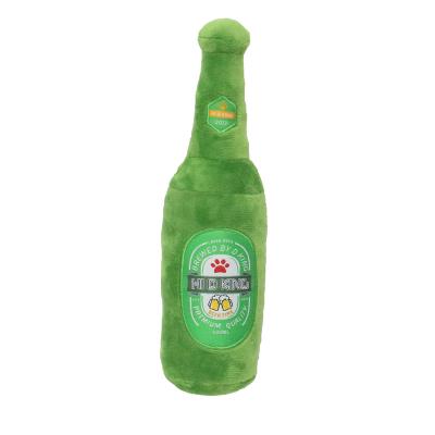 China Best Viable Funny Beer Bottle Plush Dog Toy For Pet Product Factory for sale