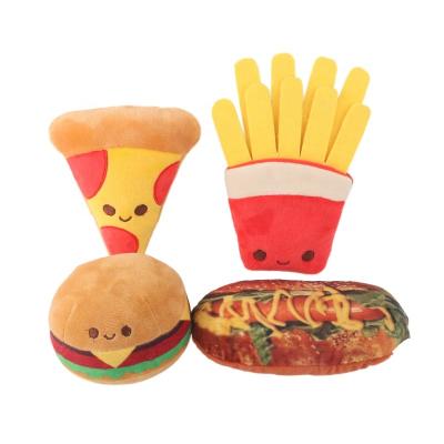 China Cheap Viable French Chew Chips Burger Pizza Squeaky Pet Dog Toys Food Dog Toys for sale