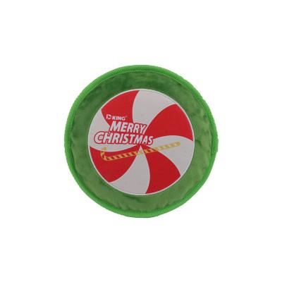 China Viable High Quality Dog Training Chewing Toy Christmas Gift Candy Squeaky Interactive Flying Disc for sale