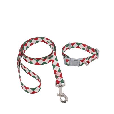 China Custom Personalized Plaid Dog Collar Dog Leash for sale