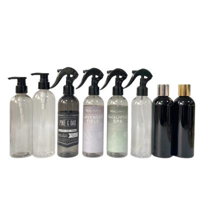 China Yueyi Cosmetic Cheap 250ml Pet Empty Spray Recycled Liquid Soap Pump Shampoo Lotion Hair Sprayer Boston Round Plastic Bottles for sale