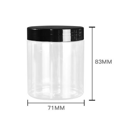 China Yueyi Wholesale Custom 250ml Cosmetic Empty Pet Food Container Transparent Packaging Plastic Jar With Cap Can Hold Sugar for sale