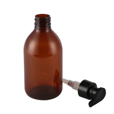 China Professional Manufacturer Biodegradable Cosmetic Pump Bottle 300ml Cosmetic Screen Printing PET Customize Round Screw Cap Body Wash Yueyi for sale