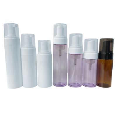 China 120ml 150ml 200ml PET Foaming Bottle Amber Purple Foam Pump Facial Detergent Cosmetic Empty White Foam for sale