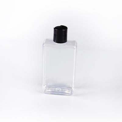 China Large Capacity 220Ml Cosmetic Empty Transparent Lotion Square Bottle With Black Disc Top Lid for sale