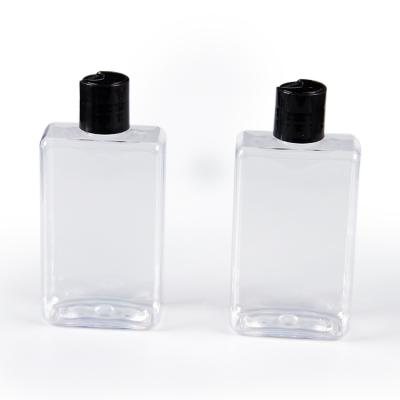 China 220Ml Cosmetic Lotion Flat Plastic Transparent Square Bottle Cosmetic Containers With Screw Lid for sale