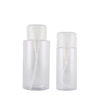 China Clear Empty Clean Liquid Nail Polish Remover Bottle With Pump Plastic Makeup Remover Bottle 150ml 300ml PET Bottle for sale