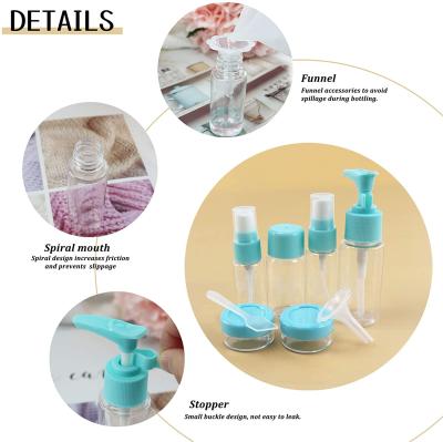 China 8 Pieces Cosmetic Mist Spray Travel Size Blue Custom Empty Cleansing Water Portable Packaging Bottling Kit Bottle for sale