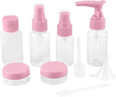 China 11 Piece Cosmetic Pink Mini Cosmetic Travel Spray Bottle Cleansing Water Cream Empty Dispenser Set Shower Bottle Travel for sale