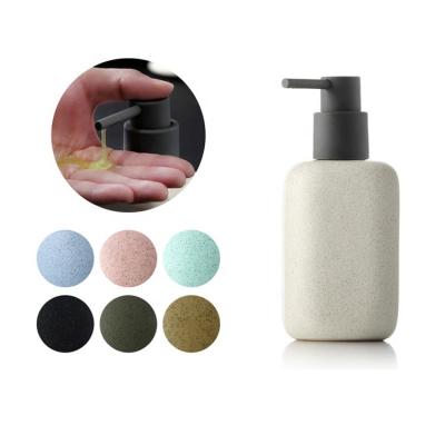 China Bathroom Accessory Stocked Beige Ceramic Shampoo Lotion Dispenser for sale