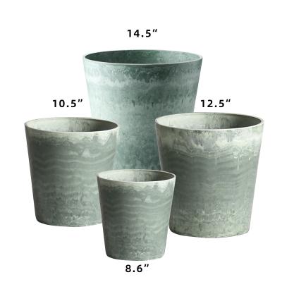 China Modern Thick Durable Multi-Size Patio Garden Home Decorative Flower Pots Indoor and Outdoor Marble Textured Plastic Flower Pot for sale