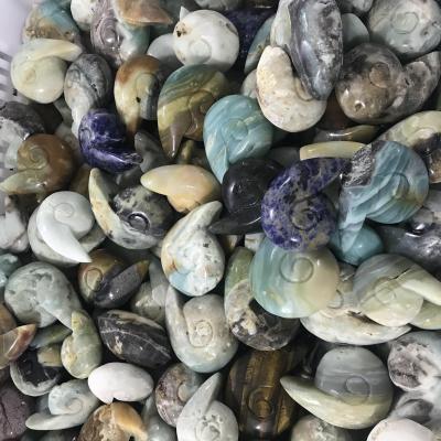 China Europe Wholesale Customized Amazonite Moss Agate Conch Hand Carved Bulk Crystal Praying Animals Crystal Carvings for sale