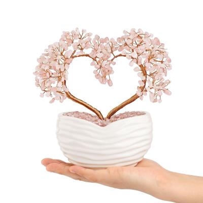 China Wholesale Rose Gold Stone Gravel Winding Branch Heart Shaped Twin Tree Base Seven Color Ceramic Gravel Shaft From Europe for sale