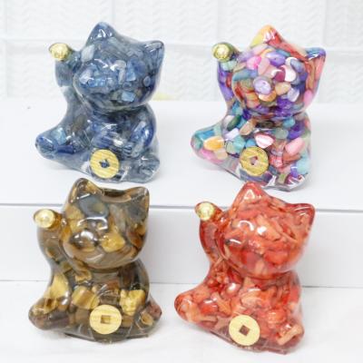 China Europe Wholesale New Mascot Natural Crystal Gravel Fortune Cat Home Furnishing Crafts Decorations for sale