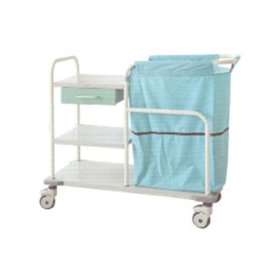 China Modern 304 stainless steel frame trolley emergency equipment home care waterproof canvas cart for dirty clothes with a hanging bag for sale