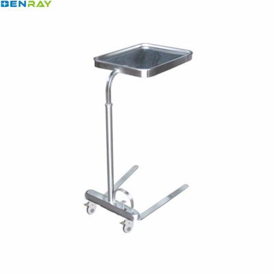 China BR-SOT04 Guangzhou Hospital Adjustable Gas Spring Height Stainless Steel Hospital Instrument Tray Table Mayo Trolley Prices for sale