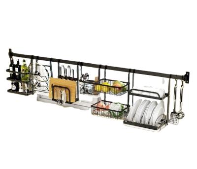 China Sustainable Multifunctional Stainless Steel Wall Hanging Kitchen Storage Rack for sale