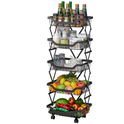 China Mobile Metal Stored Kitchen For Home Multilayer Stacked Storage Cart For Fruits And Vegetables for sale