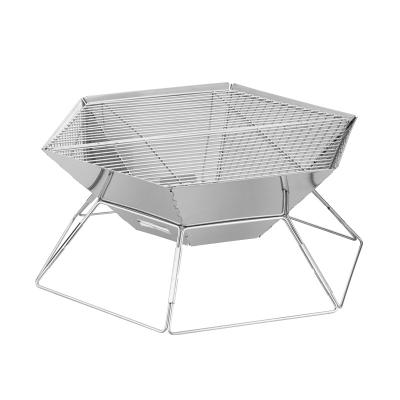 China Fashion Easily Compiled Design Cold Rolled Steel Outdoor Charcoal Brazier Plancha Diamond Style Brazier Grill Hexagonal Feuerstelle for sale