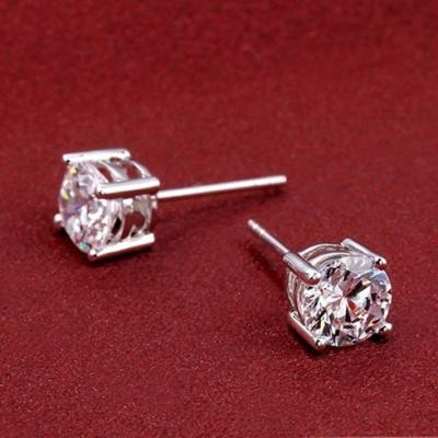 China FASHIONABLE Hot Selling Amazon Ebay Lazada Drop Shipping 925 Sterling Silver 2 Carat Moissanite Diamond White Gold Stud Earrings for sale