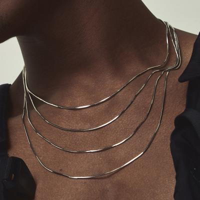 China Fashion Necklace Link Chain Snake Bone Box Shiny Chain Layered Necklace For Women for sale