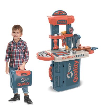 China Tool Toy For Boys Kids Construction Workshop Tool Bench Play Set Room Drill Tool Suitcase Plastic Toys For Children for sale