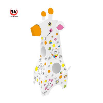 China DIY Cardboard Game Drawing Toy with 6 Color Pens Toy Kids 3D DIY Educational Creative Doodle Large Painting Portable Giraffe Cardboard Game Toy for sale