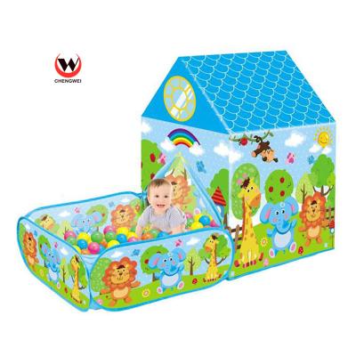 China Indoor 2 in 1 Indoor Outdoor Toy Kids Play Tent House Ocean Ball Pool with 50 Pcs Balls for Children for sale