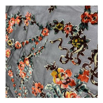 China GARMENT VELOR 25%SILK 75%VISCOSE Flower Print Flower Velvet Fabric High Quality Custom Heavy Silk Viscous Textiles for sale