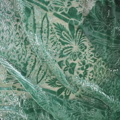 China New Product Customized Design Breathable 140cm Printed Luxury Burnout Velvet Silk Fabric For Dress/Underwear for sale