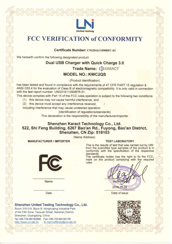 FCC - Shenzhen Karact Technology Co., Ltd.