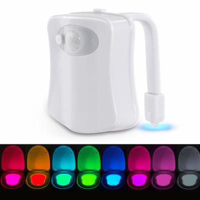 China Modern Motion Activated LED Light 8 Colors Changing Toliet Bowl Toilet Night Light For Bathroom Battery for sale