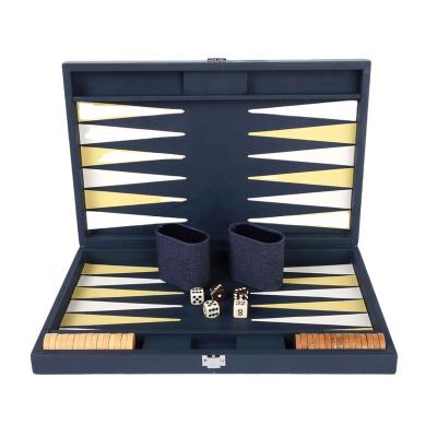 China PU leather backgammon set chessboard classic backgammon board game luxury handmade wood foldable faux leather for sale