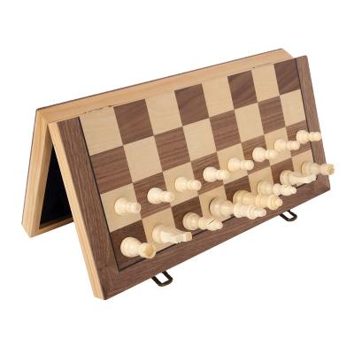 China Travel Folding / Portable Chess Pieces With Magnetic Factory Direct 2 Wooden Chess Board Game -1 Set Luxury Folding Magnetic Backgammon Board 15 Inches for sale