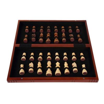 China Wholesale High Quality Portable Folding Portable Chess Game Book Box Wooden Travel Chess Luxury Chess for sale