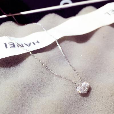 China Cute luxury necklace shape luxury zircon love heart choker chain bling necklace for wedding bridal jewelry for sale