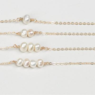 China Wholesale FASHION Trendy Gold Plated Real Link Chain 925 Sterling Silver Pearl Necklace For Women for sale