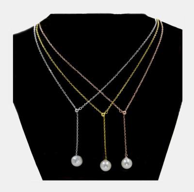 China 2015 Whimsical Pearl Necklace Jewelry Silver Gold Long Chain Necklace Designs In 3 Grams for sale